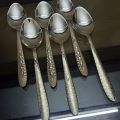 Stainless Steel Table Spoons with Laser Check Design/Laser Flower Design(Set of 6). 
