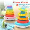 Montessori Rainbow Whale Bell Bath Baby Toy, Early Learning Stacking Roly-Poly Floating Toys, Birthday   for Kids. 
