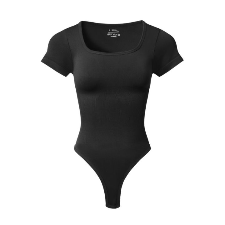 Women%20Plus%20Size%20Yoga%20Jumpsuit%20Seamless%20Square%20Neck%20T-shirt%20High%20Elastic%20Workout%20Running%20Sport%20Jumpsuit%20Solid%20Ribbed%20Jumpsuit%20Top%20-%20Image%202