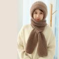 Winter Knitted Integrated Hat Scarf Set Cold Proof Ear Protection Scarf Warm Beanies Cycling Windproof Ladies Outdoor Caps.
