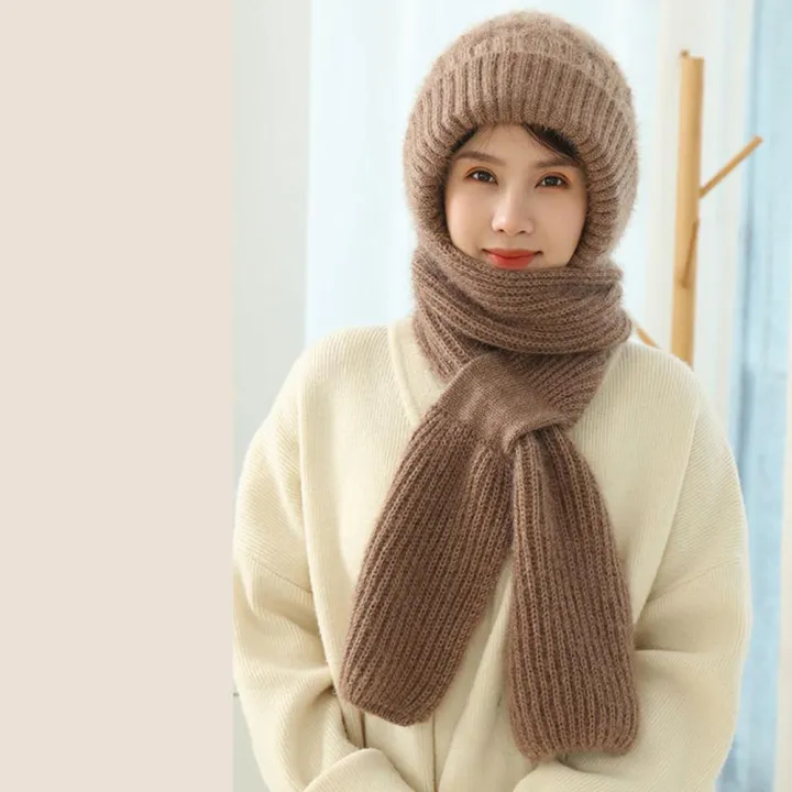 Winter%20Knitted%20Integrated%20Hat%20Scarf%20Set%20Cold%20Proof%20Ear%20Protection%20Scarf%20Warm%20Beanies%20Cycling%20Windproof%20Ladies%20Outdoor%20Caps%20-%20Image%203
