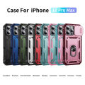 Case For iPhone 16 15 14 Pro Max 13 12 11 Pro Plus 360 Full Body Rugged Protective Slide Camera Stand Protection Ring Cover.