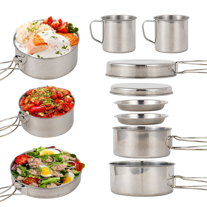 8pcs/Set%20Camping%20Cookware%20Mess%20Kit%20Stainless%20Steel%20Cooking%20Pot%20and%20Pan%20Set%20with%20Plates%20Cups%20for%20Outdoor%20Hiking%20Backpacking%20-%20Image%202