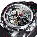 WINNER Sports Outdoor Automatic Watch for Men Luminous Hands Black Skeleton Mechanical Watches Luxury Brand  Strap Clock. 