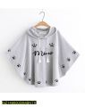 Round style Meow printed Hooded poncho. 