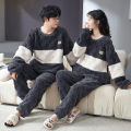 Thickened Warm Winter Couples Flannel Pajamas for Men and Women Cartoon Bear Sleepwear Loungewear Ladies Nightwear Homewear. 