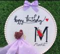 handmade customized birthday embroidery canvas. 