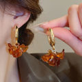 Maillard Flower Clusters Drop Earrings Vintage Acrylic Dangle Earring Light Luxury Smudging C-shaped Ear Studs Party Jewelry K.