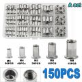 Rivet Nuts 150PCS  Mandrel Kit M3/M4/M5/M6/M8 or Nut Rivet Mandrels Repairtool Rivet Flatheadscrew Pop Nut Rivet  Set. 