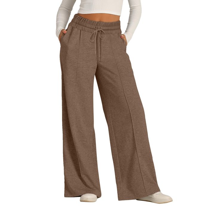 Women%20Long%20Pants%202026%20Spring%20Summer%20Straight%20Long%20Elastic%20Waist%20Wide%20Leg%20Women%20long%20trousers%20Casual%20Soft%20Knitted%20Yoga%20Pants%20-%20Image%204
