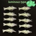 10pcs Soft Silicone Luminous Simulation Shrimp Shaped Fishing Lure With Hook, Bait Kit For Outdoor, Fishing Accessories. 