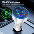 250W LED Car Charger 5 Ports Fast Charge PD+QC3.0 USB C Car Phone Charger Type C Adapter in Car For iphone   . 