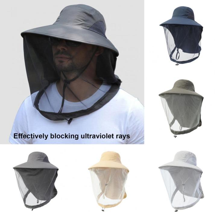 Mosquito Prevention Cap For Fishing Insect Protective Cap Mosquito Head Net Full-Mesh Drawstring Windproof Strap Beekeeping
