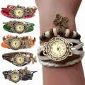 Antique Women Watch Leather Wrapped Bracelet Women Quartz Wristwatch Ladies Clock Gift Watch relojes de mujer. 