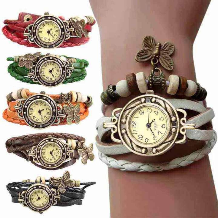 Antique Women Watch Leather Wrapped Bracelet Women Quartz Wristwatch Ladies Clock Gift Watch relojes de mujer