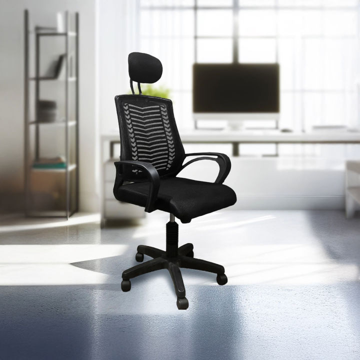 Executive office chair V-mash Black Revolving Chair with Headrest Chair