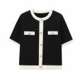 Women Summer Women's Knitted Jacket New Casual Fashion Classic Round Neck Single-Breasted Short-Sleeved Sweater Coat Tops. 