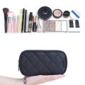 Women's Mirror Mini Cosmetic Bag Simple Waterproof Storage Box Black Double Layer Lingge Make Up Brush Beauty Organizer Supplies. 