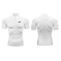 Running T-shirts Mens Compression Shirts Summer Fitness Short Sleeve Quick-Dry Half-Zipper Slim Fit Polo Shirt Baselayer Tees.