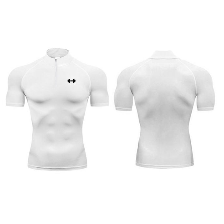 Running%20T-shirts%20Mens%20Compression%20Shirts%20Summer%20Fitness%20Short%20Sleeve%20Quick-Dry%20Half-Zipper%20Slim%20Fit%20Polo%20Shirt%20Baselayer%20Tees%20-%20Image%202