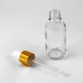 30ml Clear Transparent Glass Dropper Bottle with Golden White Cap - Perfect for Essential Oils, Face & Beauty Serums.