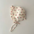 Korean Print Baby Sun Hat Cute Flower Cherry Infant Girls Princess Cap Spring Autumn Cotton Newborn Ear Protection Caps Bonnet.