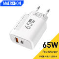 USB C GaN Charger 65W QC3.0 Fast Charging Phone Charger Adapter For iPhone Samsung Xiaomi Quick Charging EU/US Plug Wall Charger.