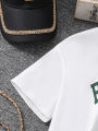 Spring/Summer Children's Fashion Trend Girls Athleisure Basic Three-Piece Letter Print T-Shirt Solid Color Halter Vest Sweatpant.