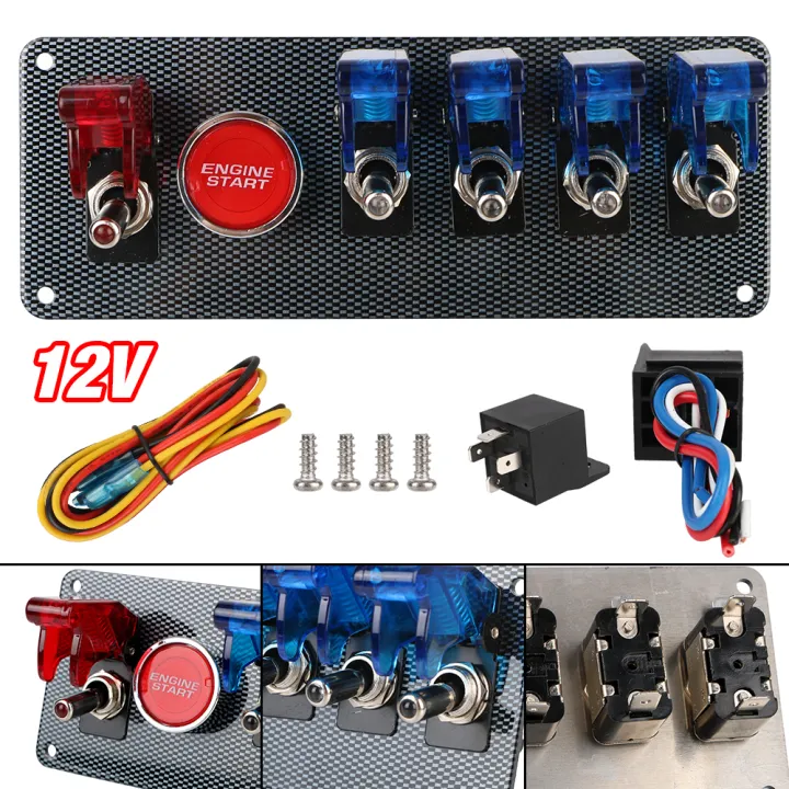 12V%20Racing%20Car%20Rocker%20Switch%20Panel%20Starter%20Light%20Toggle%20Ignition%20Engine%20Start%20Stop%20Push%20Button%20Set%20Kit%20LED%20Indicator%20Accessories%20-%20Image%203