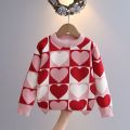 Girls' Sweater Thickened Autumn/Winter New Fashionable Western Style Children's Knitted Sweater Girls' Top Sweet and Cute.