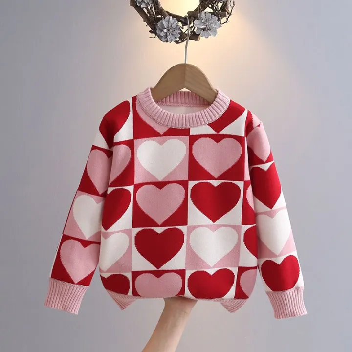 Girls'%20Sweater%20Thickened%20Autumn/Winter%20New%20Fashionable%20Western%20Style%20Children's%20Knitted%20Sweater%20Girls'%20Top%20Sweet%20and%20Cute%20-%20Image%203