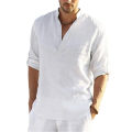 New Men's Casual Blouse Cotton Linen Shirt Loose Tops Long Sleeve Tee Shirt Spring Autumn Casual Handsome Men's Shirts.