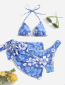 European and American Swimsuit Skirt Bikini Three-Piece Set.
