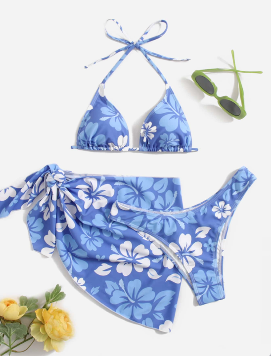 European and American Swimsuit Skirt Bikini Three-Piece Set