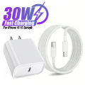 30W Fast Charger Set USB C Port Wall Charging 3.3Ft Type-C Braiding Data Cable for iPhone 16 15 Pro Max Plus ipad .