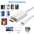 Lightning to HDMI 2.0 Cable for iPhone Digital AV Adapter 1080P HD Video Sync Screen Connector for TV Projector Monitor.