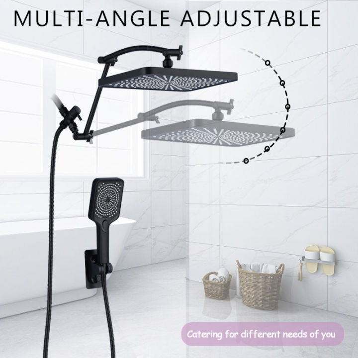 Large%20panel%20Rectangle%20Rain%20Shower%20Head%20With%20Handheld%20Spray%20Combo%20With%20Diverter,Height/Angle%20Adjustable%20Extension%20Shower%20Arm%20-%20Image%205