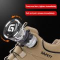 Men Rotating Button Labor Protection Shoes Anti-smash Anti Puncture Safety Shoes Work Boots Steel Toe Shoes Indestructible Shoes.