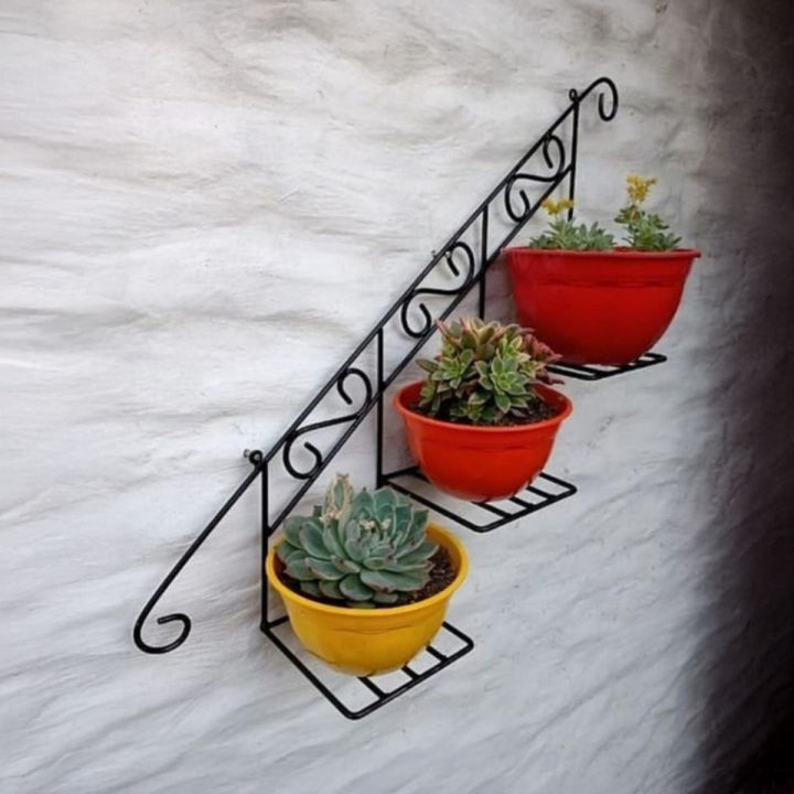 Wall Mounted Staircase Floral Display Storage Rack, Hanging Plant Stand for Home and Garden Decor