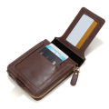 Vintage Men High Quality PU Leather Small Wallet Short Horizontal Zipper Coin Pocket Tri-fold Card Case Purse billetera hombre. 