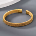Titanium Stainless Steel Gold Plated Bracelet For Girls & Women Water Proof Occident Metal Texture Bracelet Collar Jewelry Gifts Qoddess. 