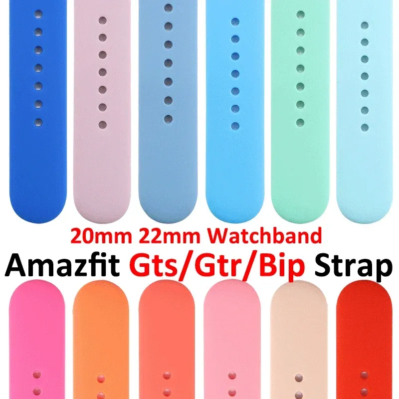5 Bracelets 20mm Pour Amazfit GTS, Bip - Silicone Liquide | Compatible Multiple Modèles | Pack Multicolore