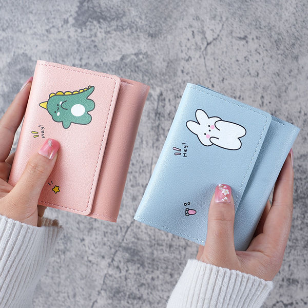 Cute Bow Wallet Women Sweet Color Style Floral Purse Card Holder for Girl Portable Travel Cash Coin Photo Card Bag.