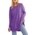 Women's Tops Long Sleeve Shirts for Women Loose Fashion Solid Color Stitching Round Neck Long Sleeved Drop Shoulders Sweater Top. 