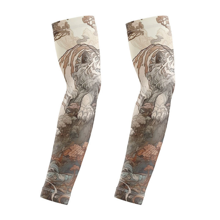 Summer%20men's%20ice%20silk%20cycling%20driver%20tattoo%20sleeve%20sunscreen%20outdoor%20motorcycle%20arm%20cover%20-%20Image%203