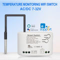 WiFi Smart Temperature Humidity Switch Monitoring Thermostat 12V 24V 220V 3000W Relay Module For eWElink APP Alexa Google Home. 