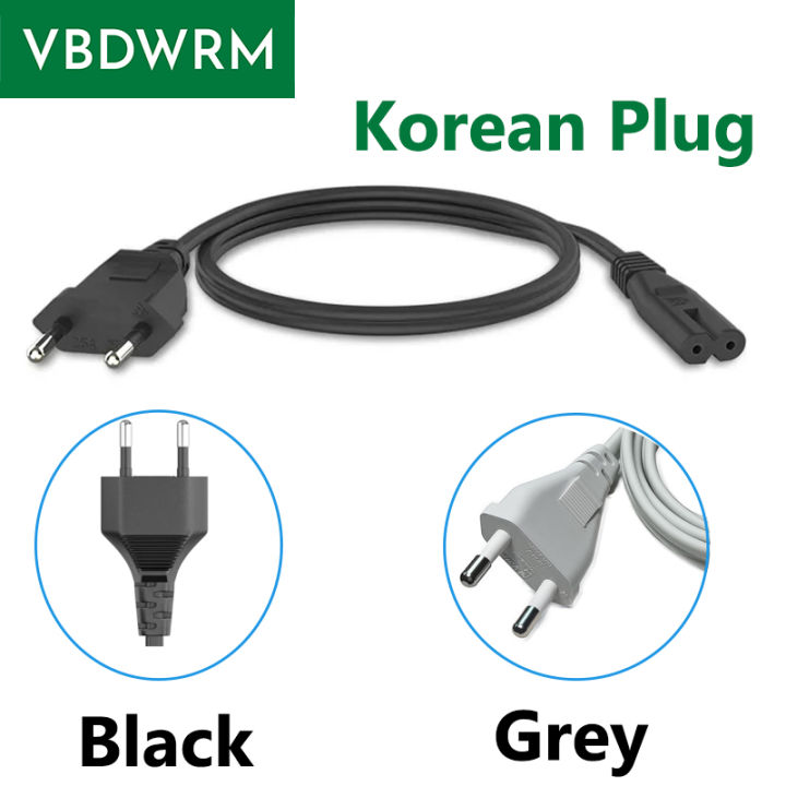 Korea Power plug Cable Korean 2-prong AC Power plug to IEC 60320 C7 figure 8 power cord for printer PS4 Xbox PS5 TV and more