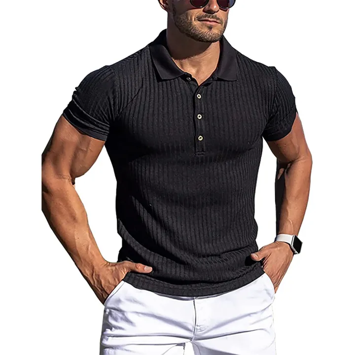 New%20Summer%20Polo%20Men%20Solid%20Stripe%20Fitness%20Elasticity%20Short%20Sleeve%20Polo%20Shirts%20for%20Men%20Fashion%20Stand%20Collar%20Mens%20Shirts%20-%20Image%205