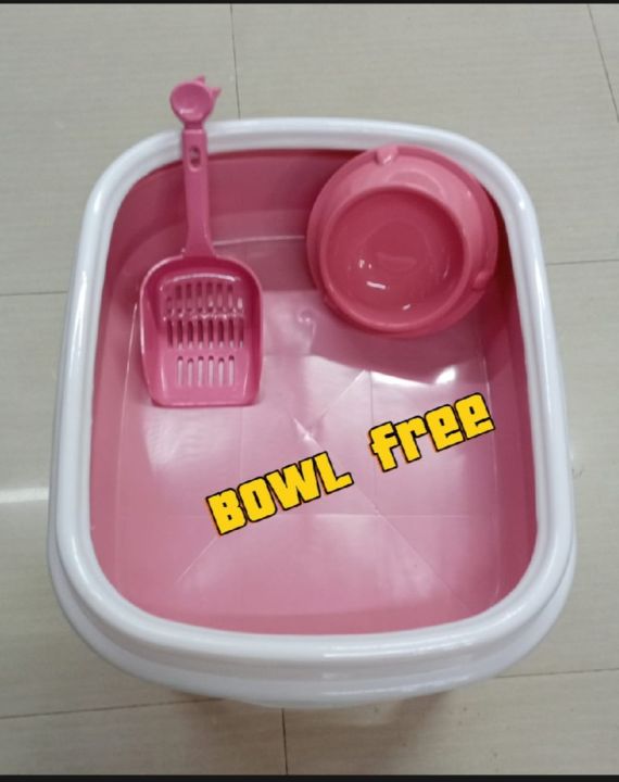 Cat Litter Box with Scoop & Free Bowl