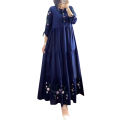 ZANZEA Elegant Floral Printed Muslim Dress Female Fashion Abaya Kaftan Sundress Woman Casual Ruffles Hem Maxi Robe Oversized.